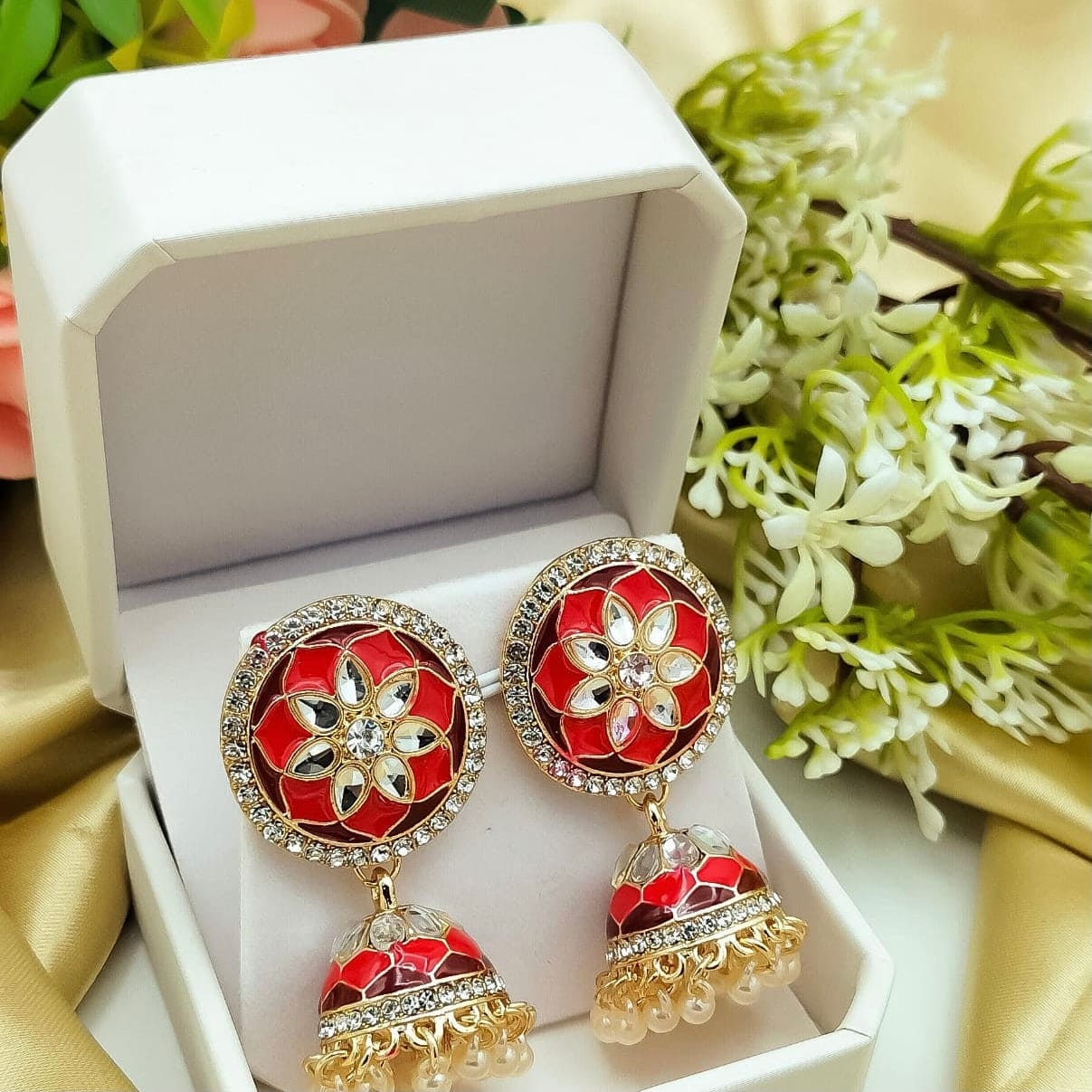Women Kundan Jhumka, Women Traditional Jhumka Bridal Vintage Earring Jewellery Women Kundan Jhumka, Women Traditional Jhumka Bridal Vintage Earring Jewellery